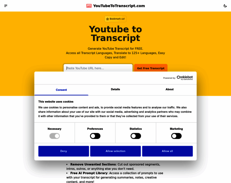 Youtubetotranscript.com thumbnail