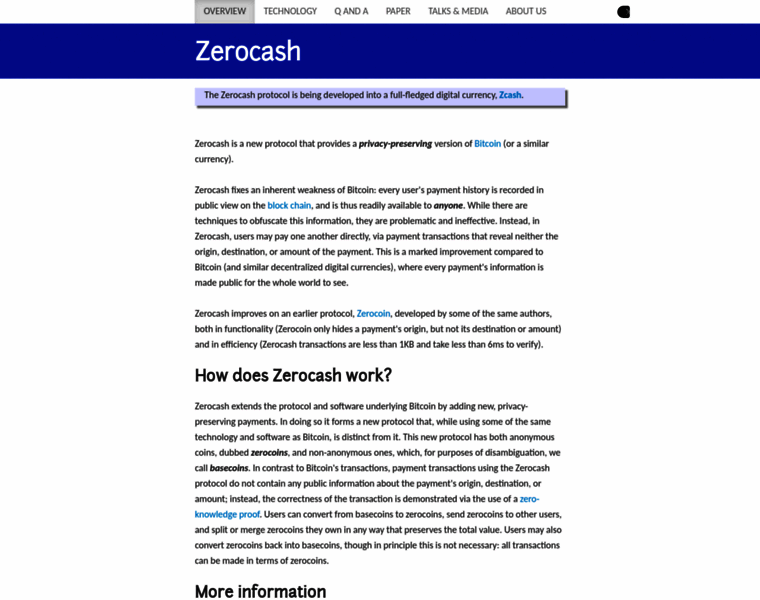 Zerocash-project.org thumbnail