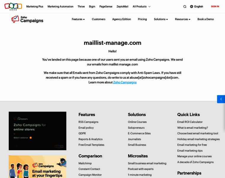 Zoho.maillist-manage.com thumbnail