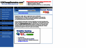 What 123cheapdomains.com website looked like in 2018 (5 years ago)