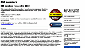 What 855-numbers.com website looked like in 2017 (6 years ago)