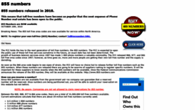 What 855-numbers.com website looked like in 2020 (3 years ago)
