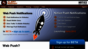 What Alertrocket.com website looked like in 2012 (12 years ago)