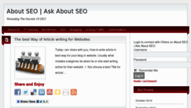 What Askaboutseo.com website looked like in 2012 (11 years ago)