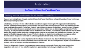 What Andyhalford.com website looked like in 2016 (7 years ago)