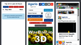 What Agario.biz website looked like in 2016 (7 years ago)