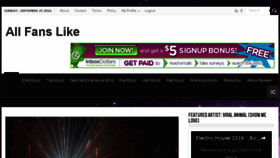 What Allfanslike.com website looked like in 2016 (7 years ago)
