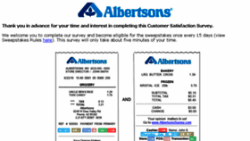 What Albertsonssurvey.com website looked like in 2016 (7 years ago)
