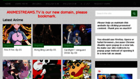 What Animestreams.net website looked like in 2018 (5 years ago)