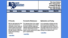 What Avantsolution.com website looked like in 2018 (5 years ago)