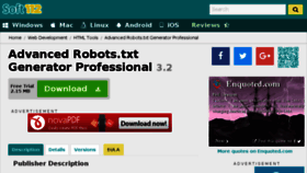 What Advanced-robots-txt-generator-professional.soft112.com website looked like in 2018 (5 years ago)