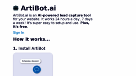 What Artibot.ai website looked like in 2018 (5 years ago)
