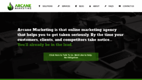 What Arcanemarketing.com website looked like in 2018 (5 years ago)