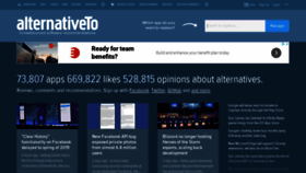 What Alternativeto.net website looked like in 2018 (5 years ago)