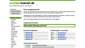 What Anzeigenkuerzel.de website looked like in 2019 (4 years ago)