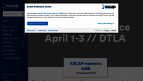 What Ascap.com website looked like in 2019 (4 years ago)