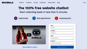 What Artibot.ai website looked like in 2020 (4 years ago)