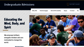 What Admissions.nd.edu website looked like in 2020 (4 years ago)