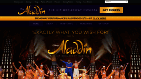 What Aladdinthemusical.com website looked like in 2020 (4 years ago)