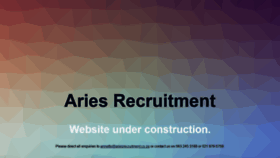 What Ariesrecruitment.co.za website looked like in 2020 (3 years ago)