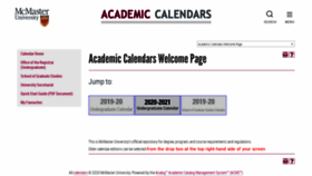 What Academiccalendars.romcmaster.ca website looked like in 2020 (3 years ago)