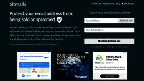 What Altmails.com website looked like in 2020 (3 years ago)