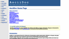 What Asciidoc.org website looked like in 2020 (3 years ago)