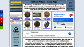 What Allcoinvalues.com website looked like in 2020 (3 years ago)