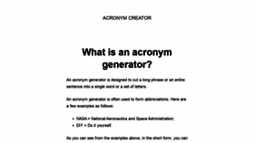 What Acronymcreator.net website looked like in 2021 (3 years ago)