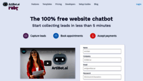 What Artibot.ai website looked like in 2021 (3 years ago)