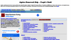 What Algebra.com website looked like in 2021 (3 years ago)
