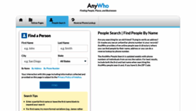 What Anywho.com website looked like in 2021 (3 years ago)