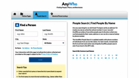 What Anywho.com website looked like in 2022 (2 years ago)