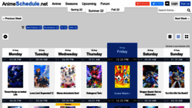 What Animeschedule.net website looked like in 2022 (1 year ago)