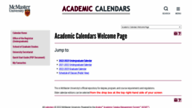 What Academiccalendars.romcmaster.ca website looked like in 2022 (1 year ago)