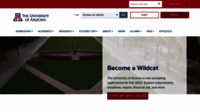 What Arizona.edu website looked like in 2022 (1 year ago)