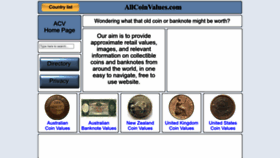 What Allcoinvalues.com website looked like in 2022 (1 year ago)