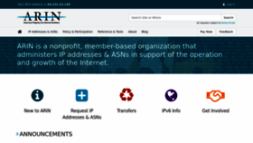 What Arin.net website looked like in 2023 (1 year ago)