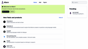 What Altern.ai website looked like in 2023 (3 years ago)