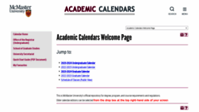 What Academiccalendars.romcmaster.ca website looks like in 2024 