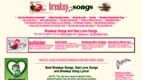 What Breakup-songs.com website looked like in 2016 (8 years ago)