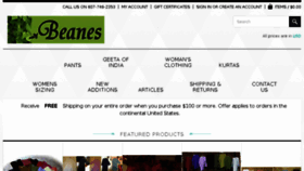 What Beanesindianclothing.com website looked like in 2016 (7 years ago)