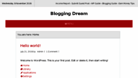 What Bloggingdream.com website looked like in 2016 (7 years ago)