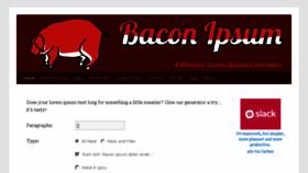 What Baconipsum.com website looked like in 2018 (6 years ago)