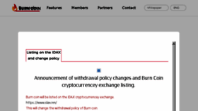 What Burncoin.io website looked like in 2018 (5 years ago)
