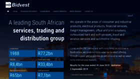 What Bidvest.co.za website looked like in 2019 (4 years ago)
