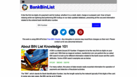 What Bankbinlist.com website looked like in 2020 (4 years ago)