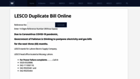 What Billinfo.pk website looked like in 2020 (4 years ago)