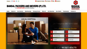 What Bansalmovers.com website looked like in 2020 (3 years ago)
