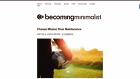 What Becomingminimalist.com website looked like in 2020 (3 years ago)